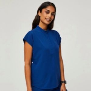 Figs Rafaela Scrub Top Electric Blue